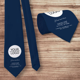 Corbata Añadir su logotipo con azul de la marina de promoc