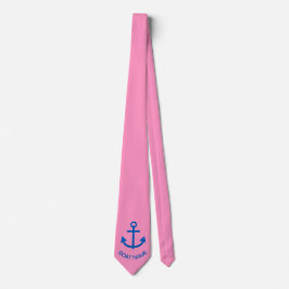 Corbata Anchor azul Personalizado Tu Nombre De Barco Rosa