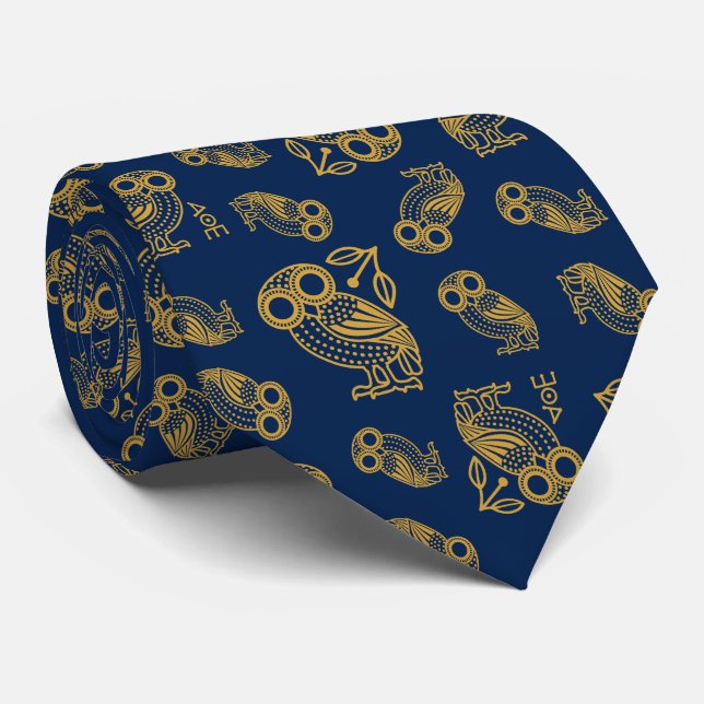 Corbata Ancient Greek Athenian Owl Pattern  (Enrollado)