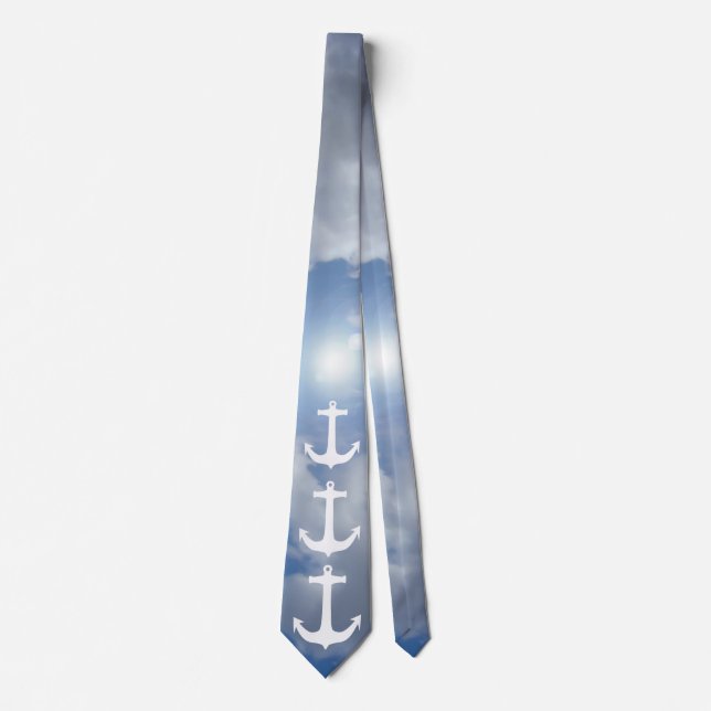 Corbata Ancla blanca + tu fondo e ideas (Anverso)