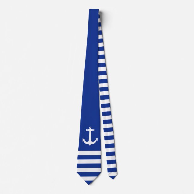 Corbata Ancla blanca y rayas + tu fondo e ideas (Anverso)