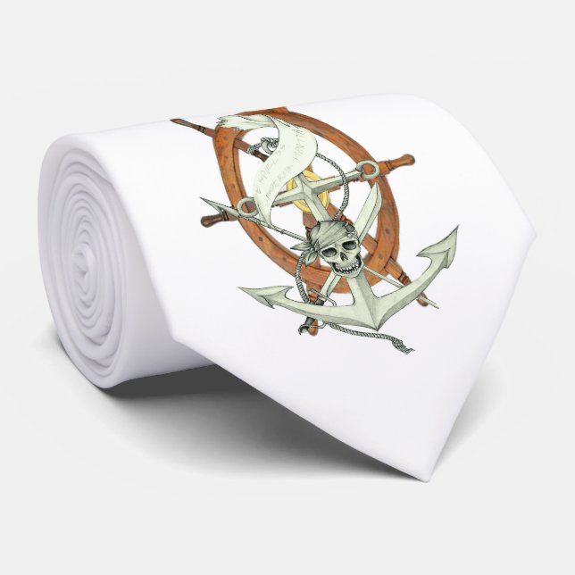 Corbata Anclaje de Barco Pirata de Calavera (Enrollado)