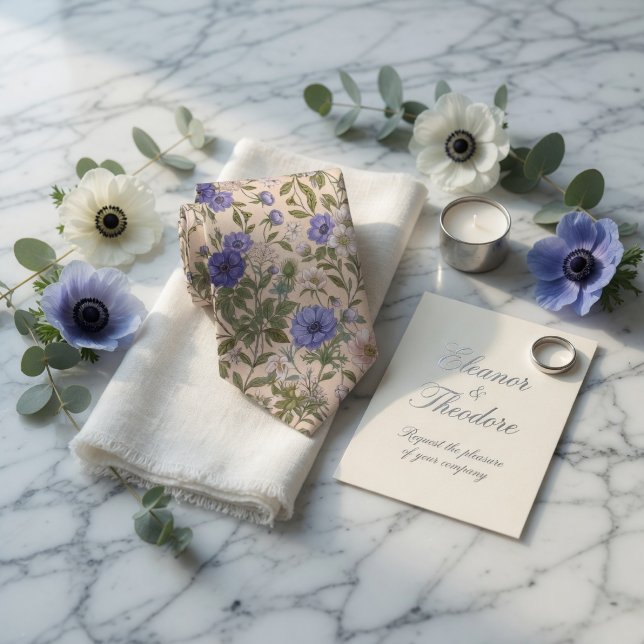 Corbata Anémona Floral Azul Elegante (Subido por el creador)