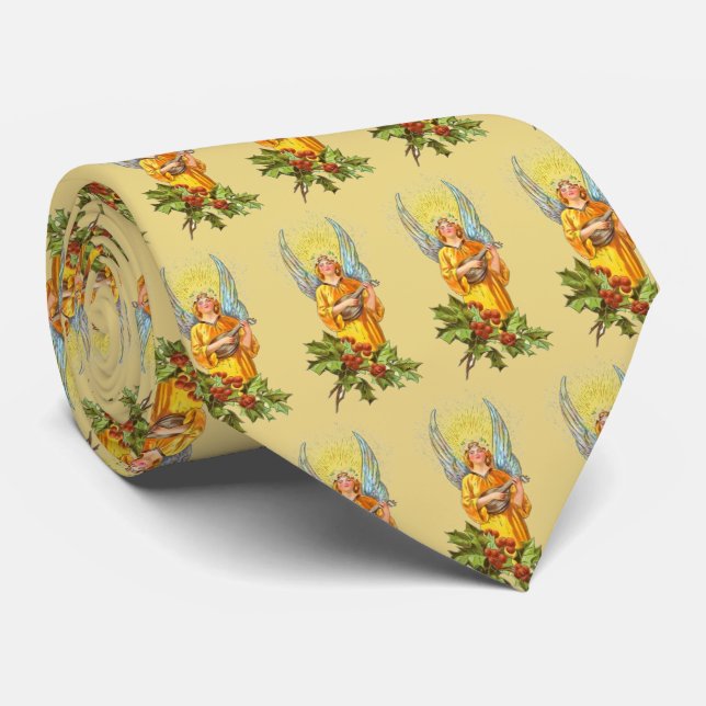Corbata Ángel con acebo y mandolina  (Enrollado)