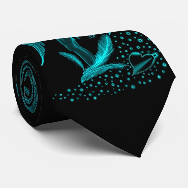 Corbata Ángel perdido en el amor, negro y verde diseño (Enrollado)
