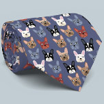Corbata Anillo de cuello azul de Bulldog francés<br><div class="desc">Un pequeño y divertido Bulldog francés o estampado francés en un fondo azul. Ideal para todos los amantes del perro,  los mascotas,  los caminantes de perros y los veterinarios. Arte original de Nic Squirrell.</div>
