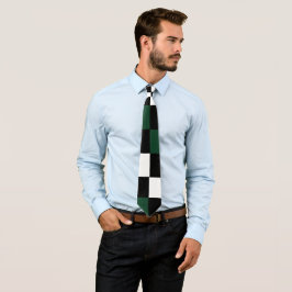Corbata Anillo de cuello de tablero de ajedrez blanco verd
