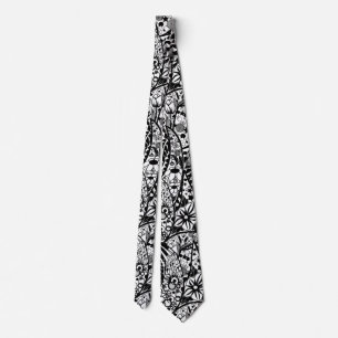 Corbata Anillo de cuello floral - Arte - Blanco negro