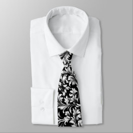 Corbata Anillo de paisley blanco y negro