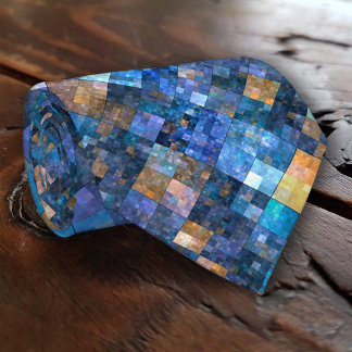 Corbata Anillo de patrón de mosaico geométrico azul