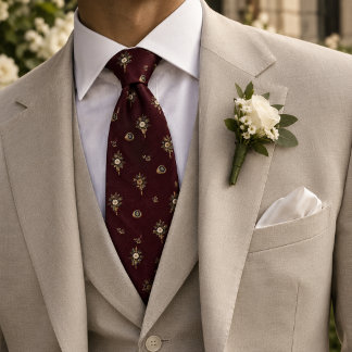 Corbata Anillo de sello de boda Old Money Boutonniere Burg