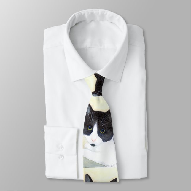 Corbata Anillo para gato negro y blanco (Atado)