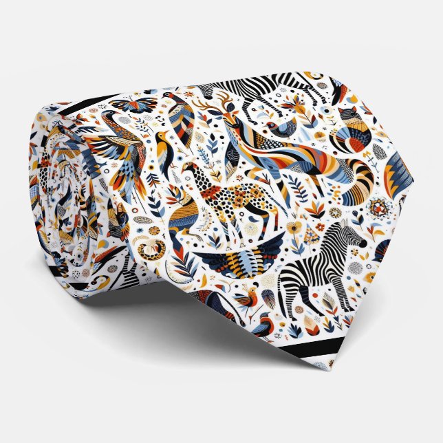 Corbata Animales africanos imprimen boho (Enrollado)