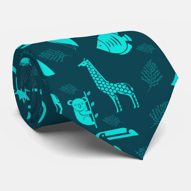 Corbata Animales Zoo Wild Life Pattern Necktie (Enrollado)