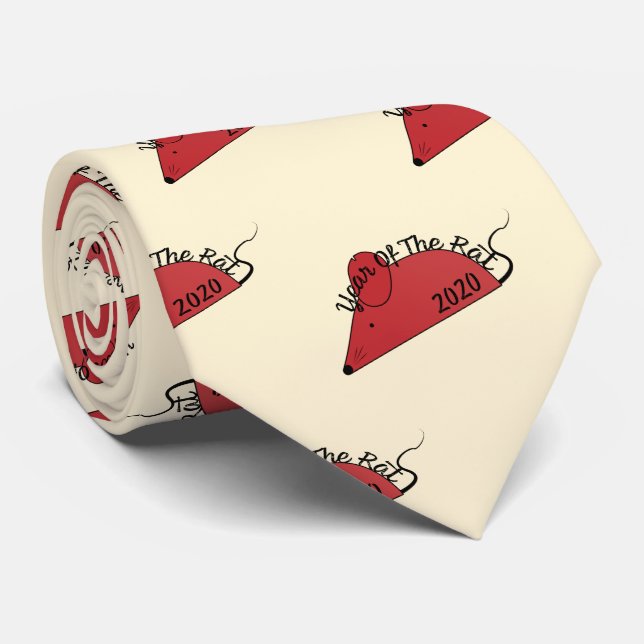 Corbata Año Nuevo Chino 2020 Año de la Rata (Enrollado)