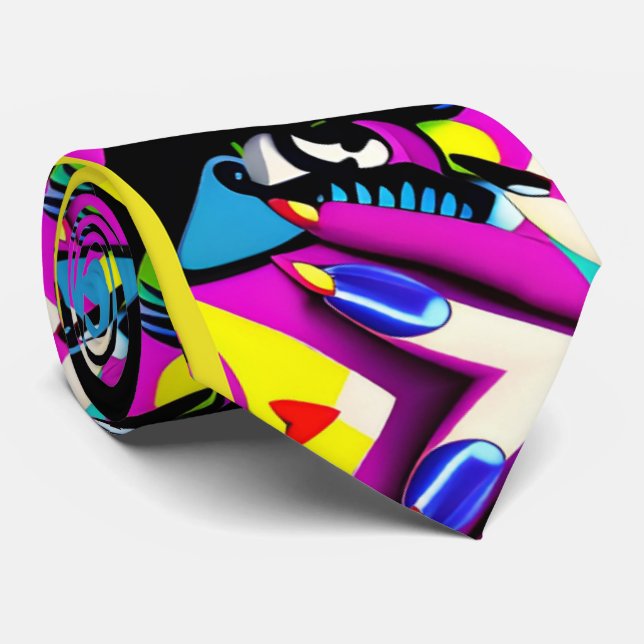 Corbata ansioso por ti, psicodélico editable (Enrollado)