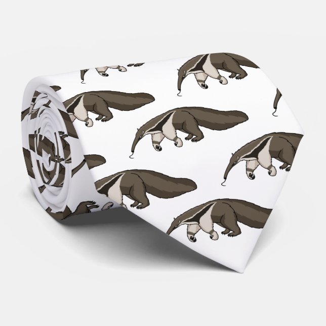 Corbata Anteater feliz personalizado ilustracion (Enrollado)