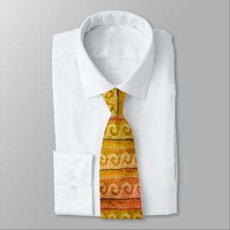Corbata ANTIGUAS OLAS DE MOSAICO Naranja amarillo Marrón B