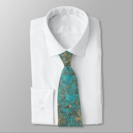 Corbata Antigüedad de color turquesa Verde azulada y dorad