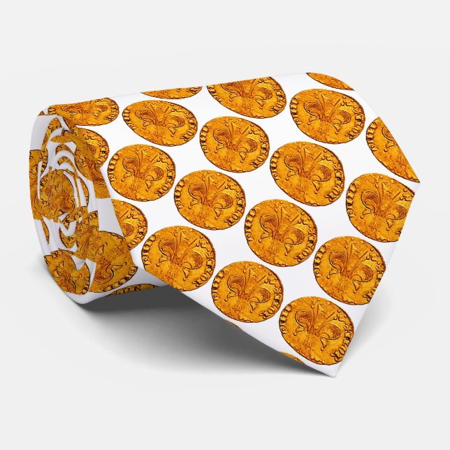 Corbata ANTIQUE GOLD FLORENTINE FORINT White (Enrollado)