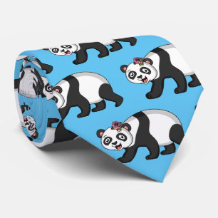Corbata Aoso panda alegre y lindo con personalizado de flo