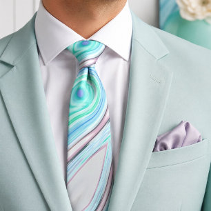 Corbata aqua azul menta verde lila púrpura arcoíris pastel