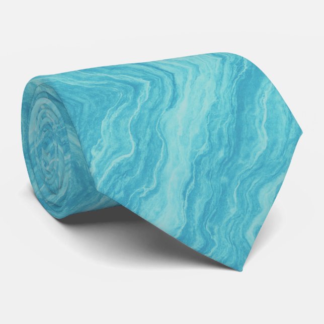 Corbata Aqua Blue Marble Wave (Enrollado)