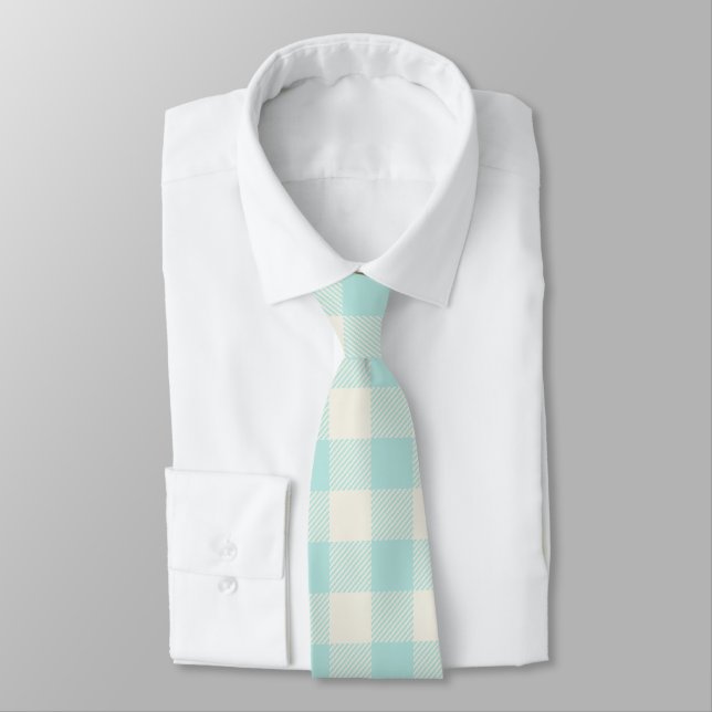 Corbata Aqua Gingham Check Plaid (Atado)