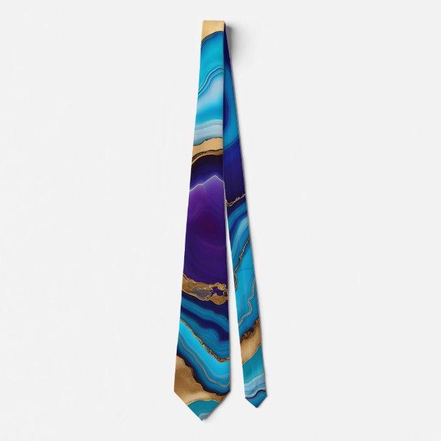 Corbata Aqua Gold Blue Purple Veins Agite (Anverso)