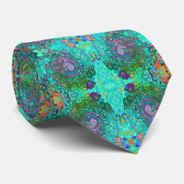 Corbata Aquamarine Groovy Abstract Retro Láquido Swirl