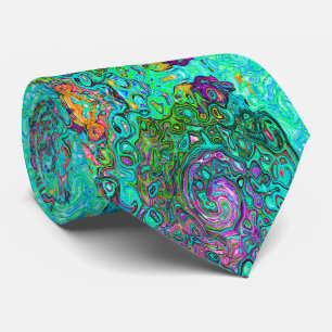 Corbata Aquamarine Groovy Abstract Retro Láquido Swirl