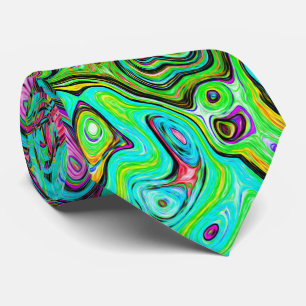 Corbata Aquamarine Groovy Abstract Retro Láquido Swirl