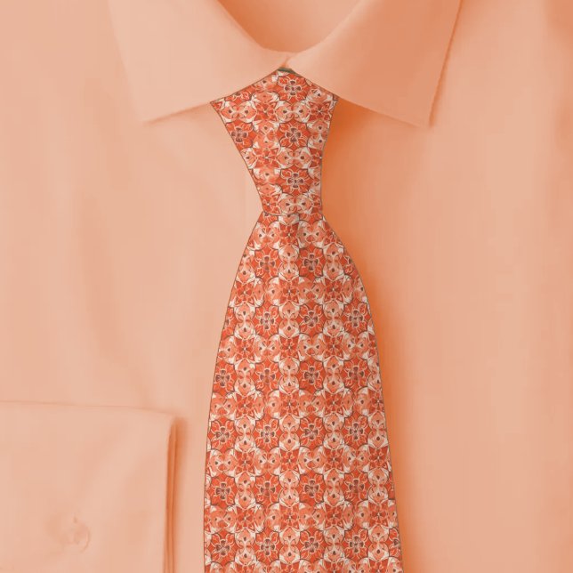 Corbata Arabesco Geométrico Coral (Subido por el creador)