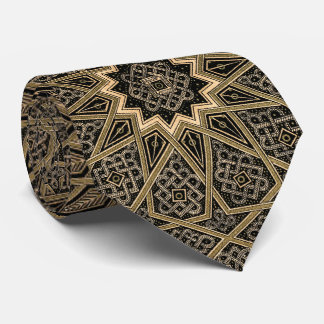 Corbata Arabian Intricate Retro Golden Brown Pattern