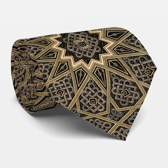 Corbata Arabian Intricate Retro Golden Brown Pattern (Enrollado)