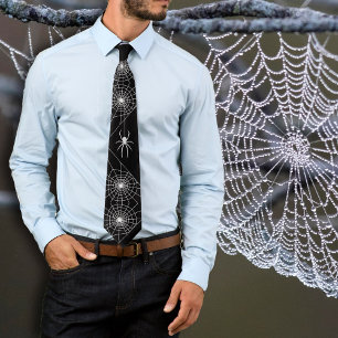 Corbata Araña de Halloween Webder con el cuello negro