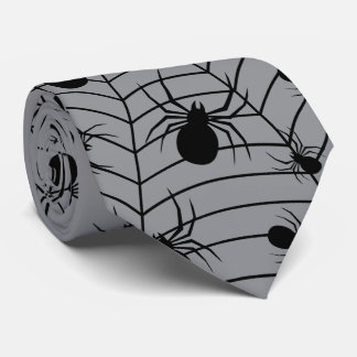Corbata Arañas grises negras telaraña patrón de Halloween