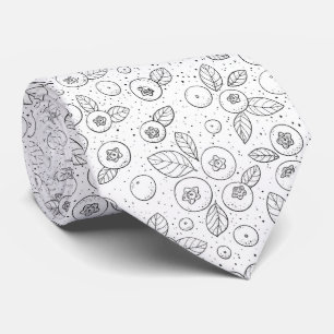 Corbata Arándanos azules en blanco y negro