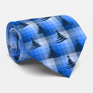 Corbata Árbol de Navidad con dos lados azul real