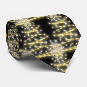 Corbata Árbol de Navidad con remolino negro y dorado festi
