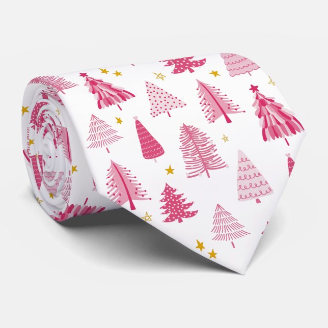 Corbata Árbol de Navidad de vacaciones rosa (Enrollado)