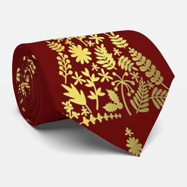 Corbata Árbol de Navidad Dorado moderno Vacaciones rojas C (Enrollado)