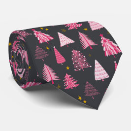 Corbata Árbol de Navidad rosa y gris