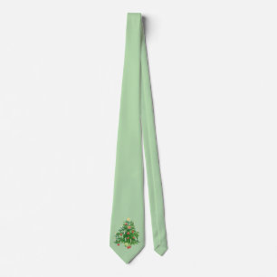 Corbata Árbol de Navidad vintage con una estrella luz verd