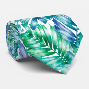 Corbata Árbol de palma tropical azul verde azul