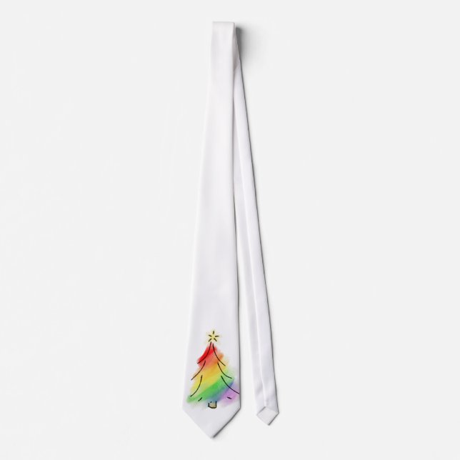 Corbata Árbol de vacaciones con arco iris (Anverso)