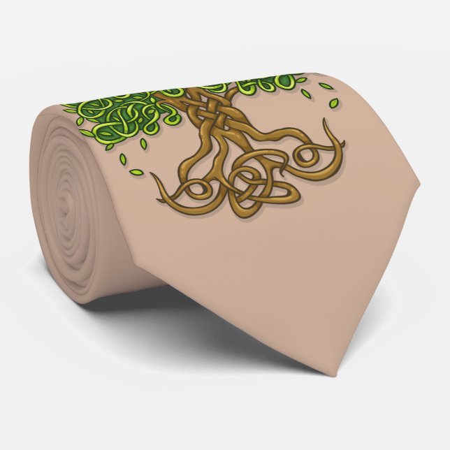 Corbata Árbol del lazo de la vida marrón claro (Enrollado)