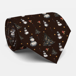 Corbata Árbol gótico de Navidad Creepy Snowmen Neck Tie