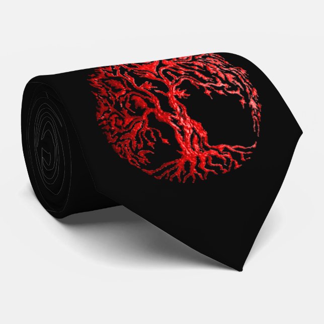 Corbata Árbol Mehndi de la vida (rojo) (Enrollado)