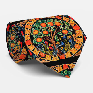 Corbata ÁRBOL naranja CON HOJAS VERDES, FLORES